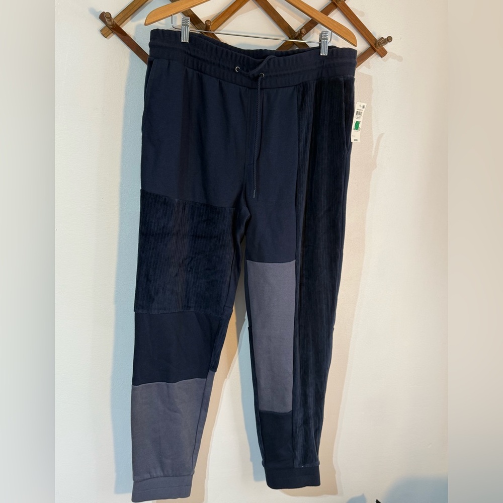 Sun+Stone Basic Navy Blue Meyer Patchwork Stretch Joggers size Large